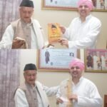 श्री दरबार साहिब पहुंचे भगत सिंह कोश्यारी  श्रीमहंत देवेन्द्र दास जी महाराज से की शिष्टाचार भेंट